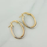 Candongas Doble Aro 1.45gr / 1 in / Dos Oros Amarillo Blanco 18K %