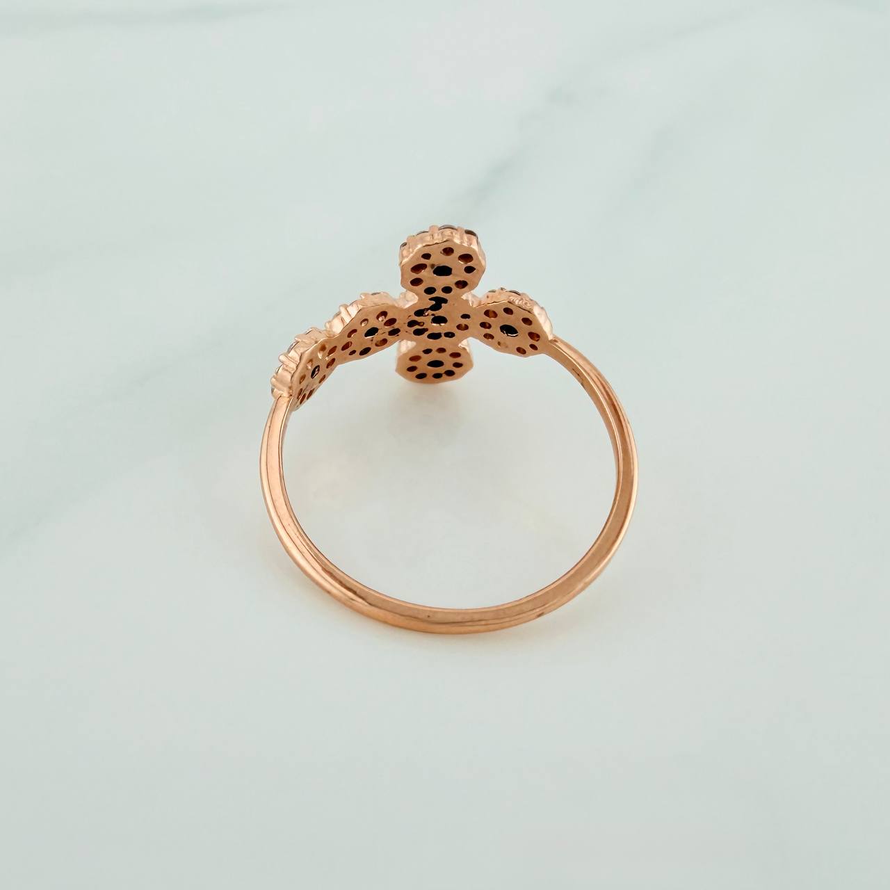 Anillo Cruz Tupida 2.3gr / T8 / Oro Rosa 18K &