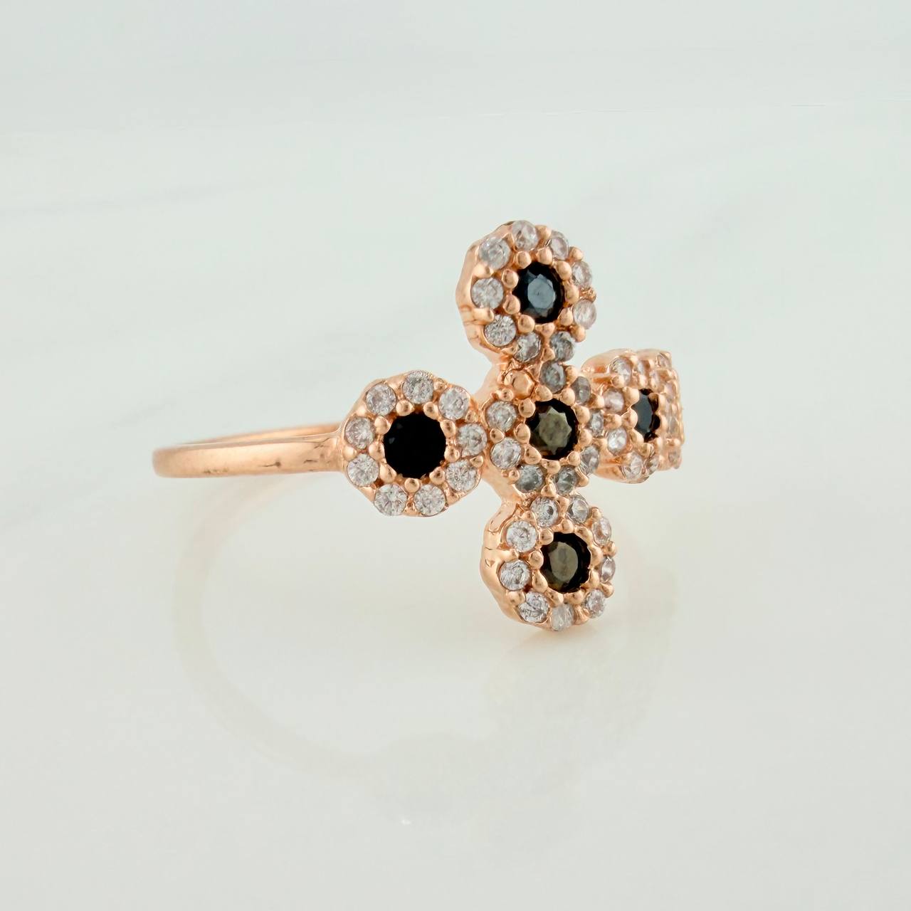 Anillo Cruz Tupida 2.3gr / T8 / Oro Rosa 18K &