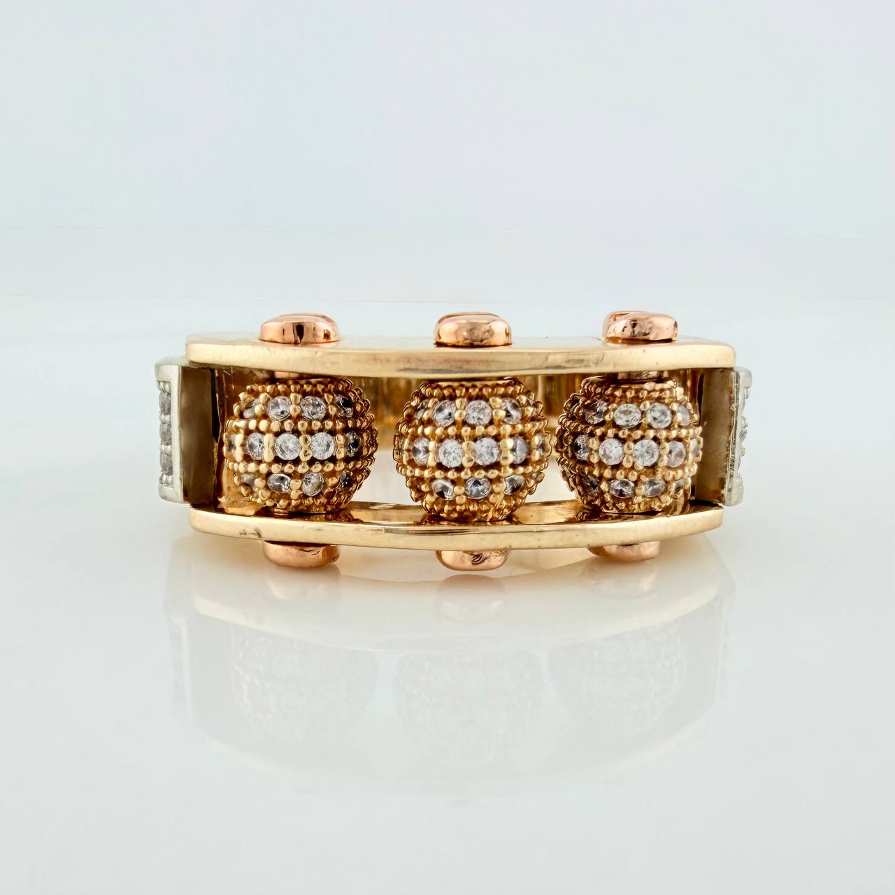 Fire Beads Ring 11.9gr / T9 1/4 / Three 18K Golds &