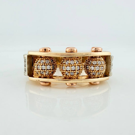 Fire Beads Ring 11.9gr / T9 1/4 / Three 18K Golds &