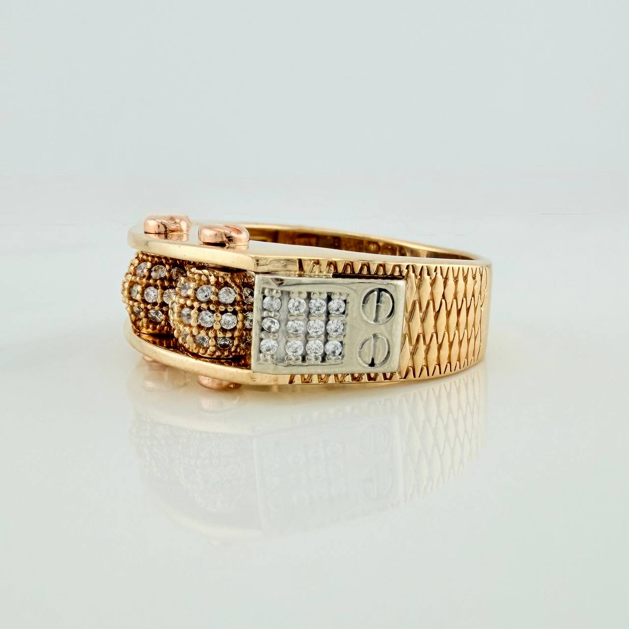 Fire Beads Ring 11.9gr / T9 1/4 / Three 18K Golds &