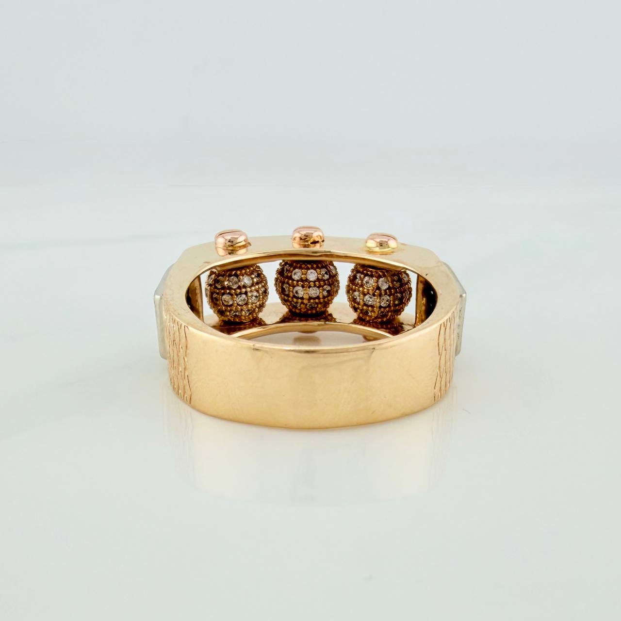 Fire Beads Ring 11.9gr / T9 1/4 / Three 18K Golds &