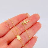 Rosario Virgen Maria Cruz Lisa 2.85gr / 17 3/4 in / 2mm Oro Amarillo +4 18K