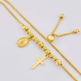 Pulso Franco Virgen Maria  Cruz Lisa 3.45gr / 9 in / 3mm-4mm Oro Amarillo +4 18K