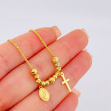 Pulso Franco Virgen Maria  Cruz Lisa 3.45gr / 9 in / 3mm-4mm Oro Amarillo +4 18K