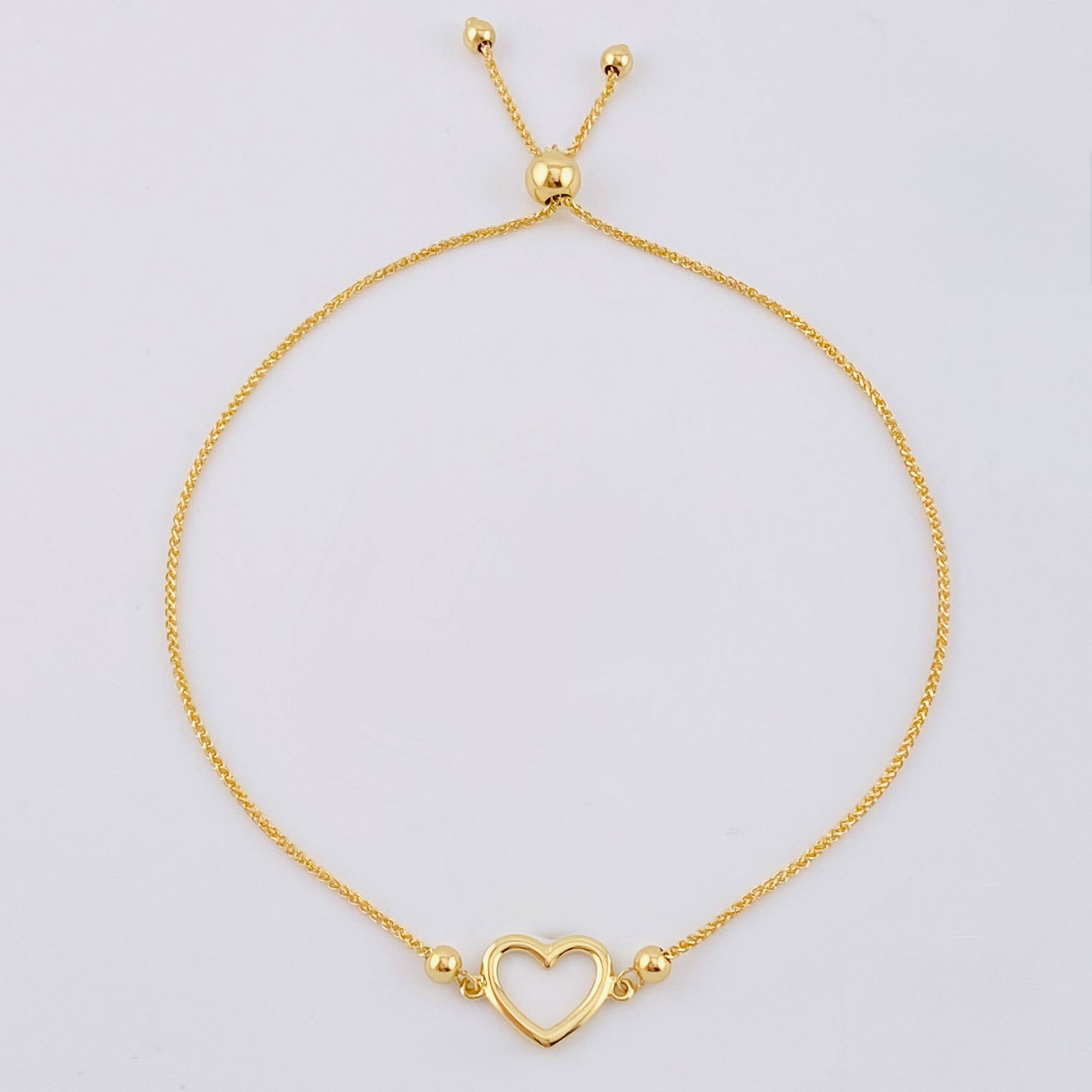 Pulso Franco Corazon Silueta 2.25gr / 9 1/2 in / 3mm Oro Amarillo +4 18K