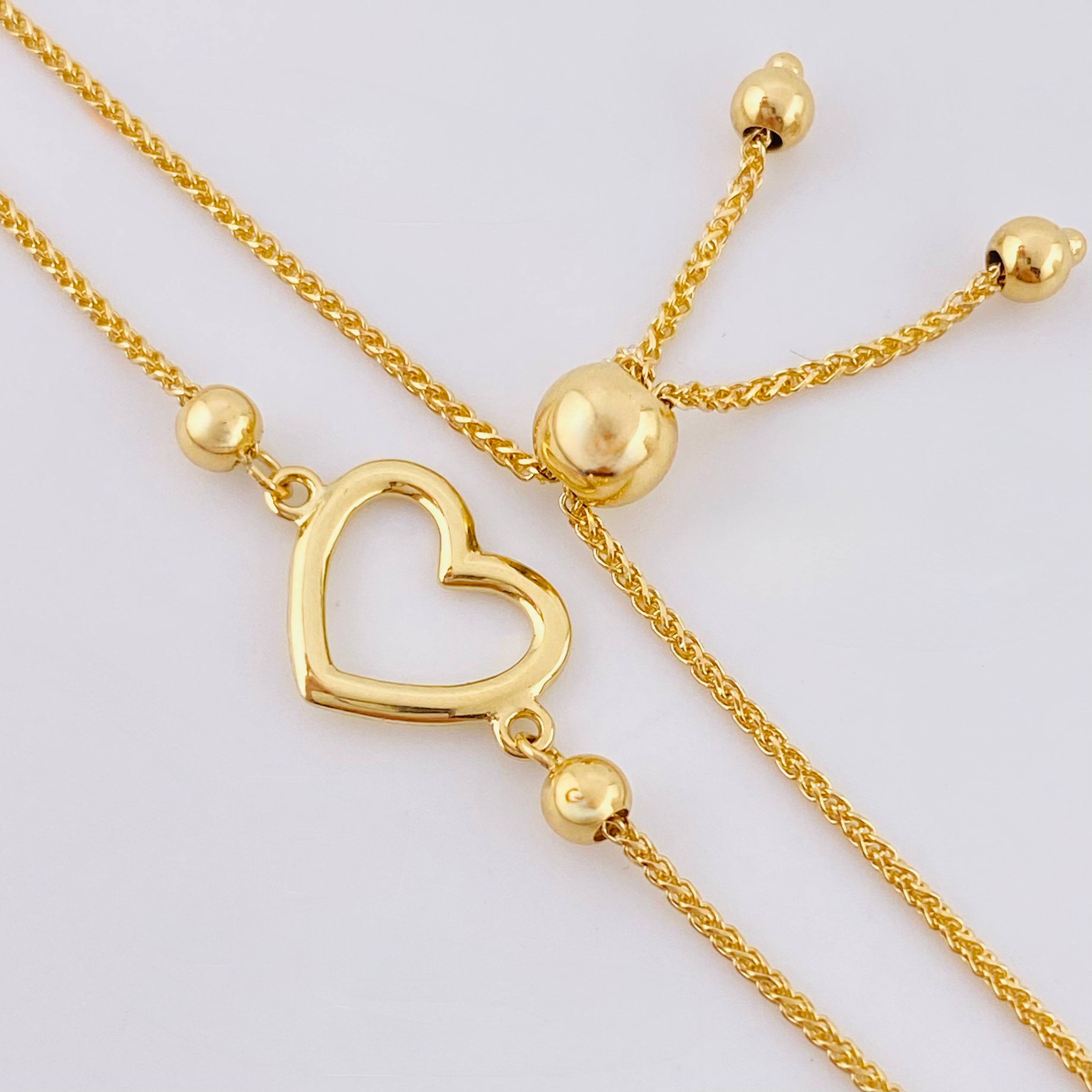 Pulso Franco Corazon Silueta 2.25gr / 9 1/2 in / 3mm Oro Amarillo +4 18K