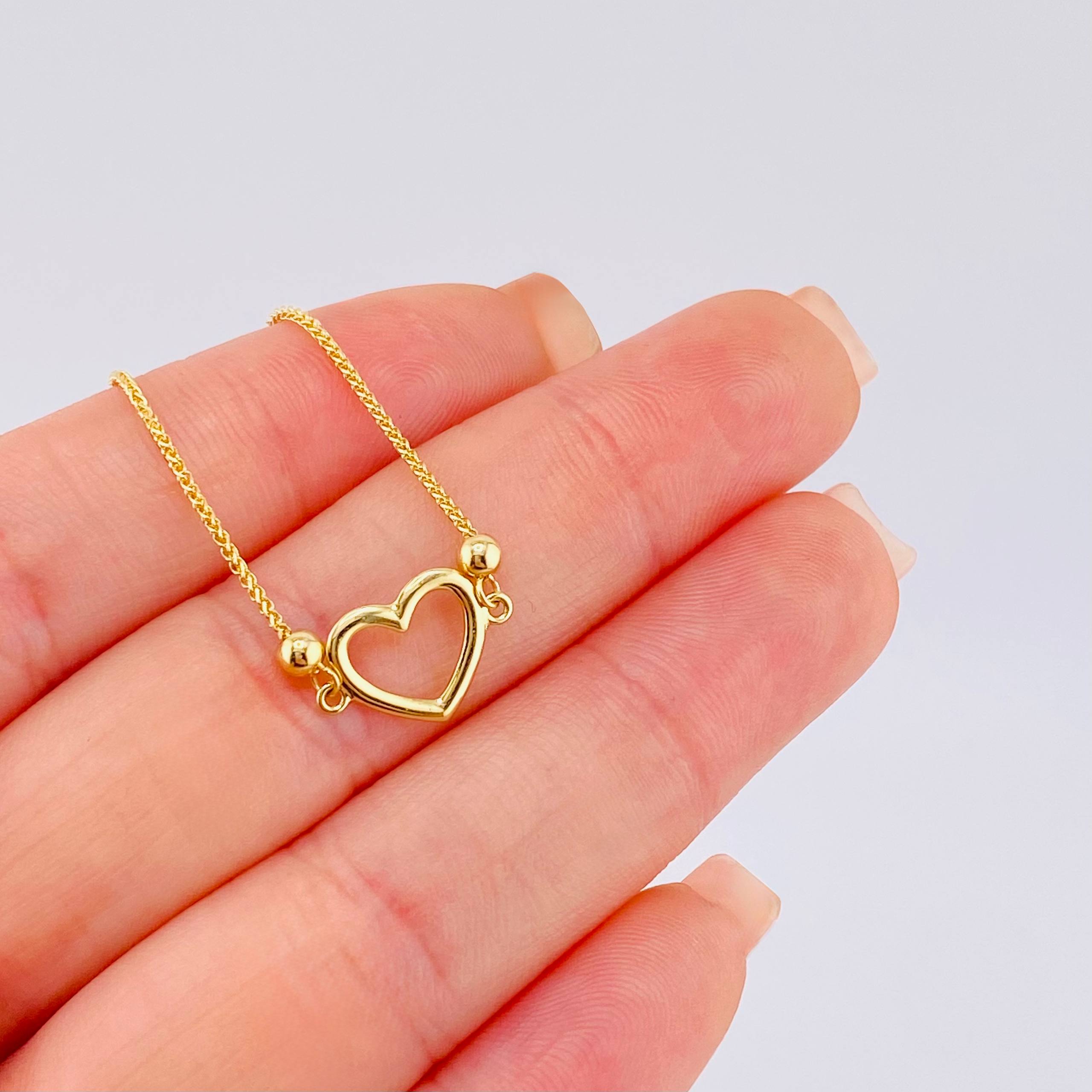 Pulso Franco Corazon Silueta 2.25gr / 9 1/2 in / 3mm Oro Amarillo +4 18K