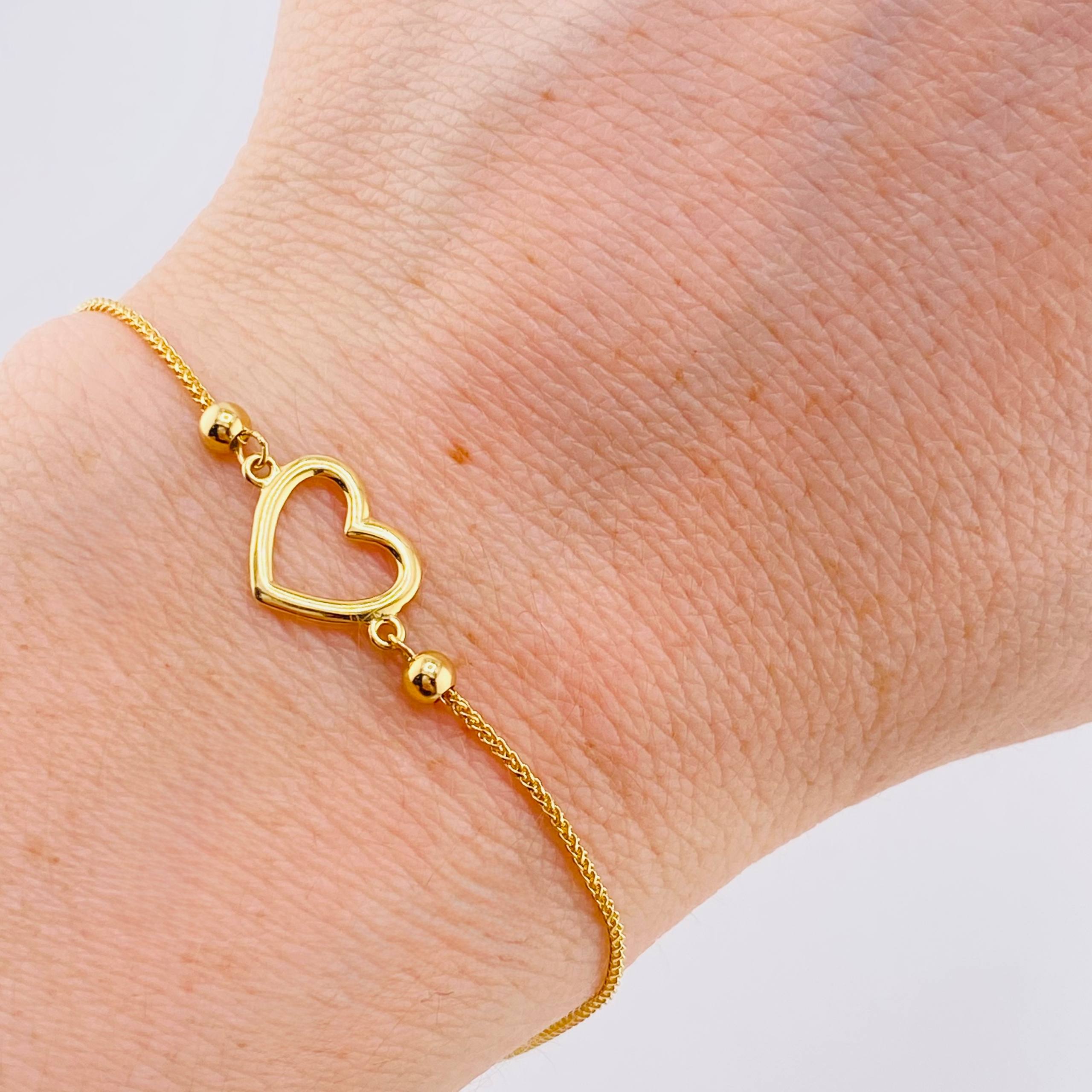 Pulso Franco Corazon Silueta 2.25gr / 9 1/2 in / 3mm Oro Amarillo +4 18K