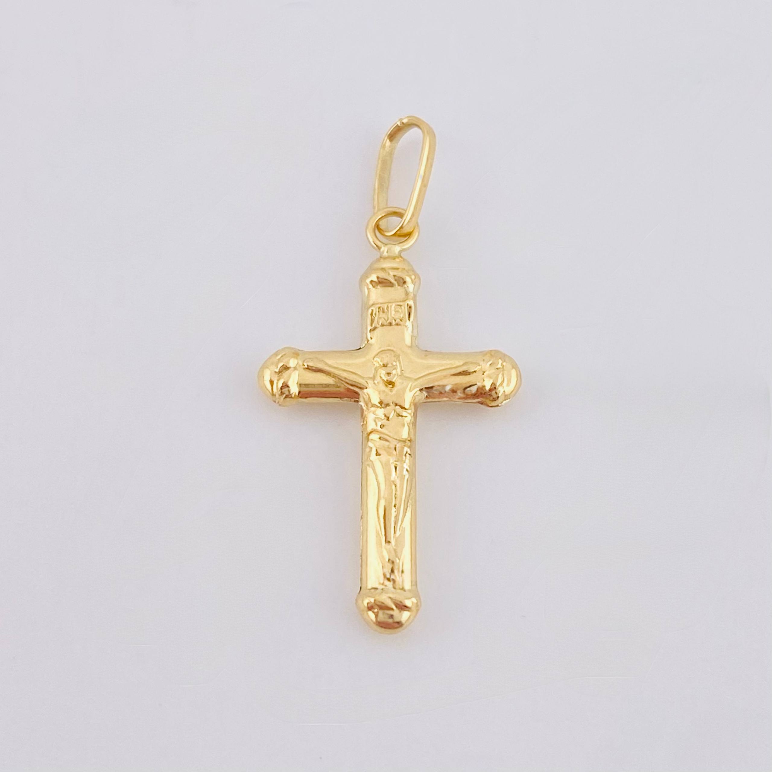 Dije Cruz Cristo 0.7gr / 1 in / Oro Amarillo 18K *