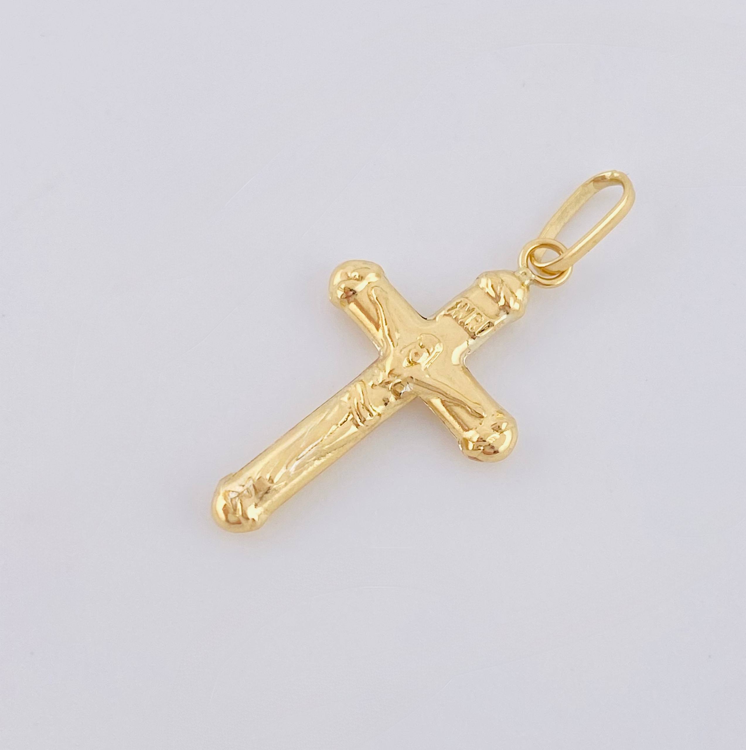 Dije Cruz Cristo 0.7gr / 1 in / Oro Amarillo 18K *