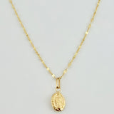 Set Cadena y Dije Flor Espejo + Virgen Guadalupe 1.35gr / 17 3/4 in / 1.3mm Oro Amarillo 18K