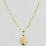 Set Cadena y Dije Flor Espejo + Virgen Guadalupe 1.4gr / 19 3/4 in / 1.3mm Oro Amarillo 18K