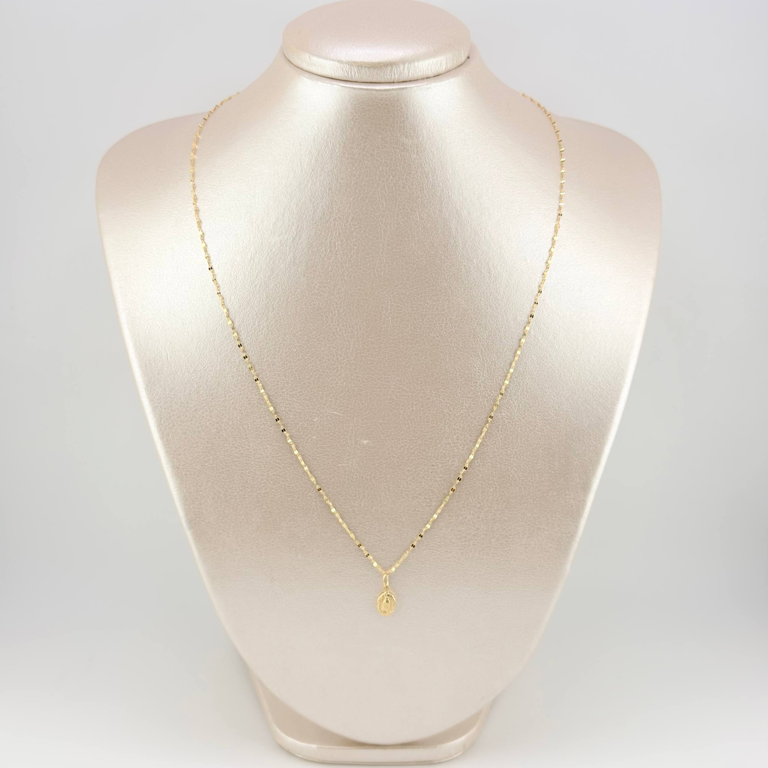 Set Cadena y Dije Flor Espejo + Virgen Guadalupe 1.4gr / 19 3/4 in / 1.3mm Oro Amarillo 18K