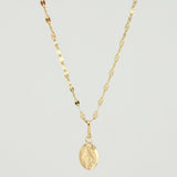 Set Cadena y Dije Flor Espejo + Virgen Milagrosa 1.4gr / 19 3/4 in / 1.3mm Oro Amarillo 18K *