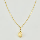 Set Cadena y Dije Flor Espejo + Virgen Milagrosa 1.4gr / 19 3/4 in / 1.3mm Oro Amarillo 18K