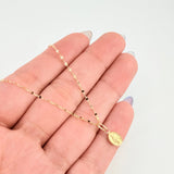 Set Cadena y Dije Flor Espejo + Virgen Milagrosa 1.35gr / 17 3/4 in / 1.3mm Oro Amarillo 18K