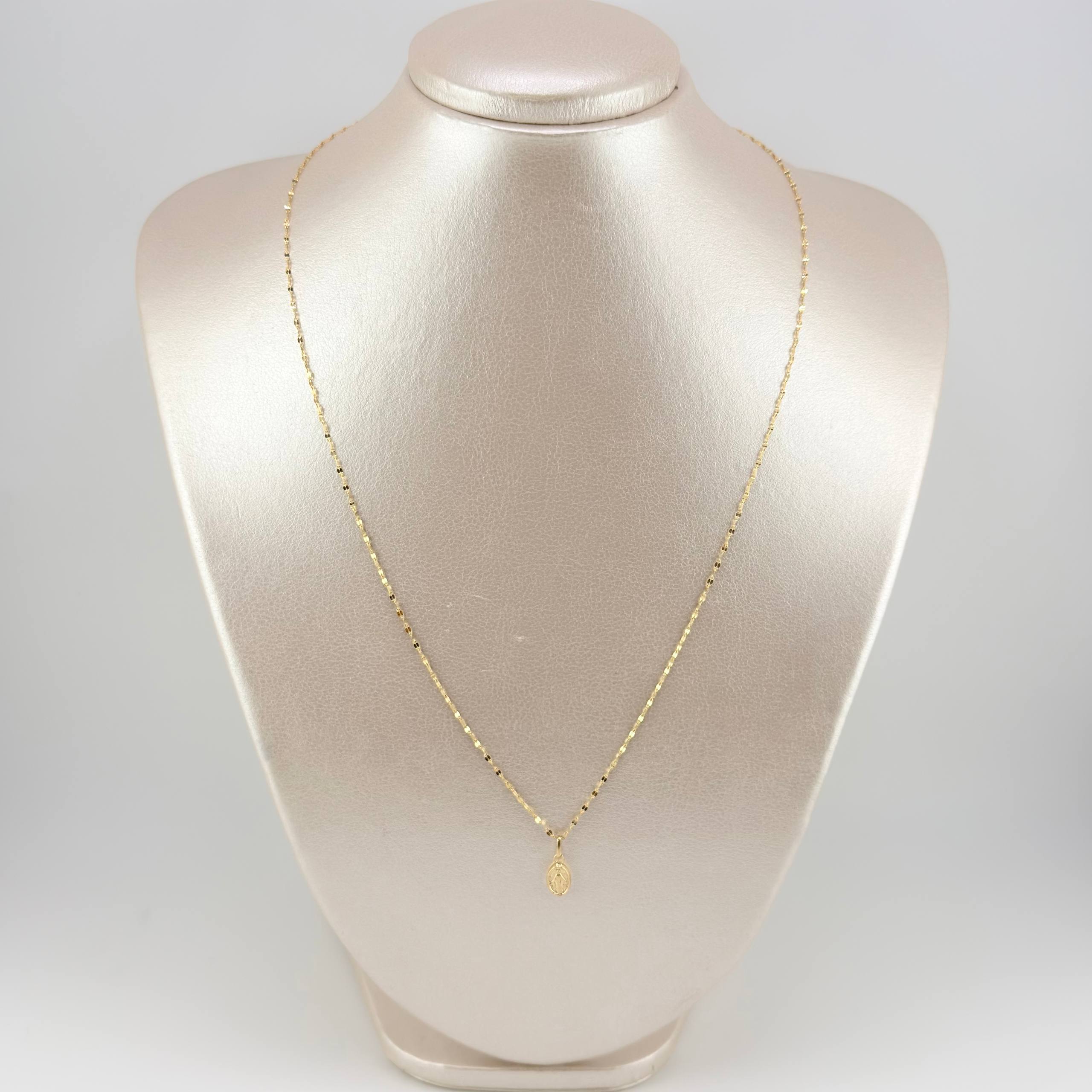 Set Cadena y Dije Flor Espejo + Virgen Milagrosa 1.4gr / 19 3/4 in / 1.3mm Oro Amarillo 18K *