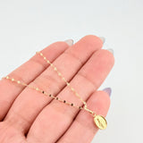Set Cadena y Dije Flor Espejo + Virgen Milagrosa 1.35gr / 17 3/4 in / 1.3mm Oro Amarillo 18K