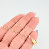 Set Cadena y Dije Flor Espejo + Virgen Milagrosa 1.35gr / 17 3/4 in / 1.3mm Oro Amarillo 18K *