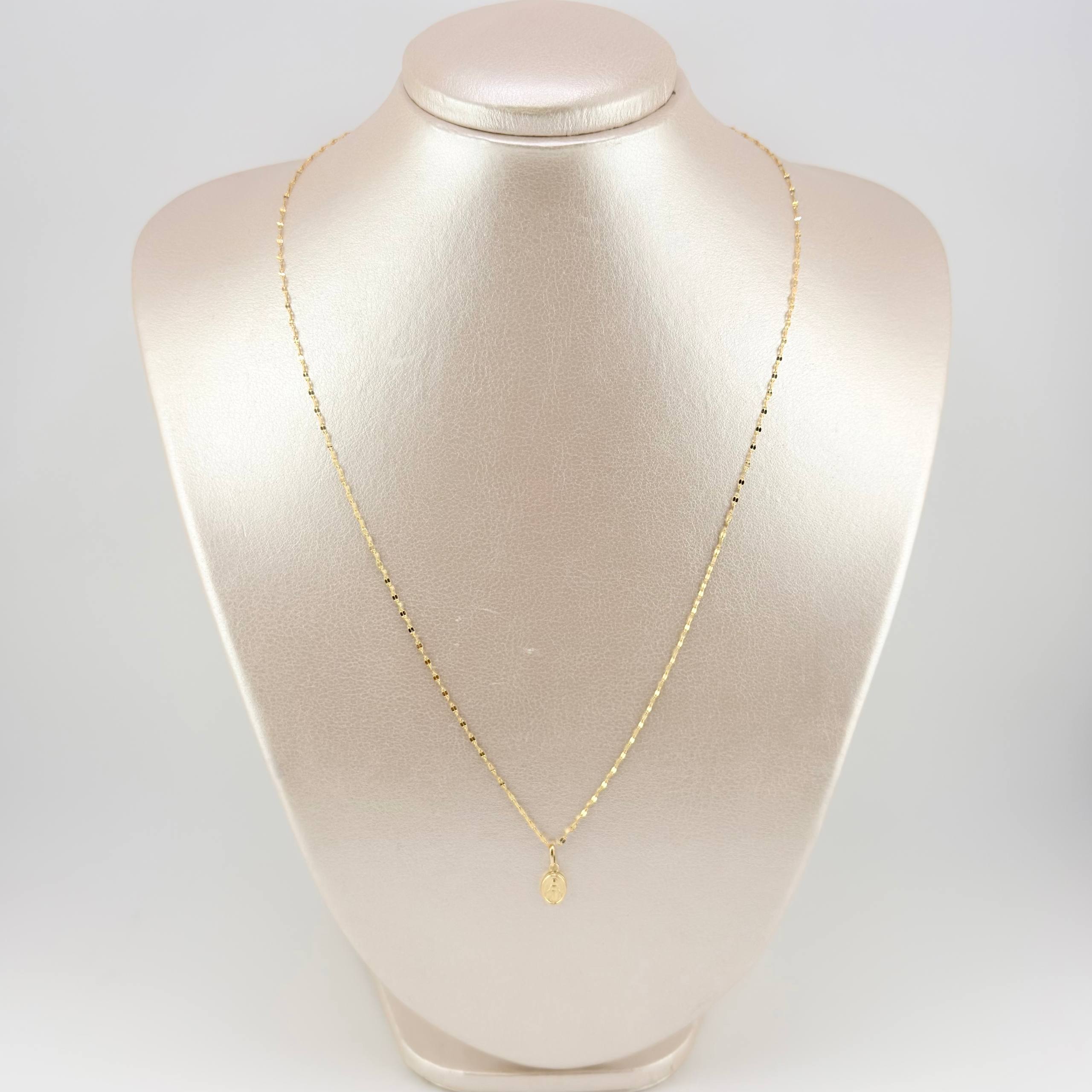 Set Cadena y Dije Flor Espejo + Virgen Milagrosa 1.4gr / 19 3/4 in / 1.3mm Oro Amarillo 18K *
