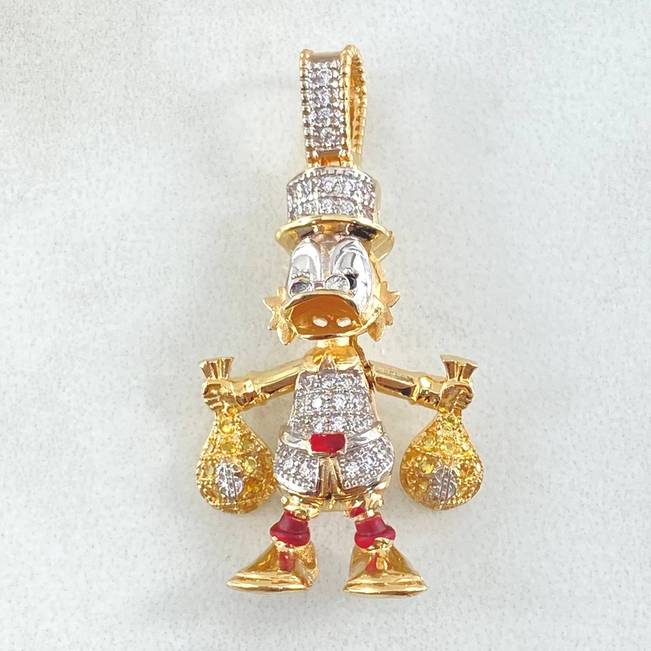 Pendant Duck Money Bags 6gr / 1.4in / 18K Gold Yellow White ©
