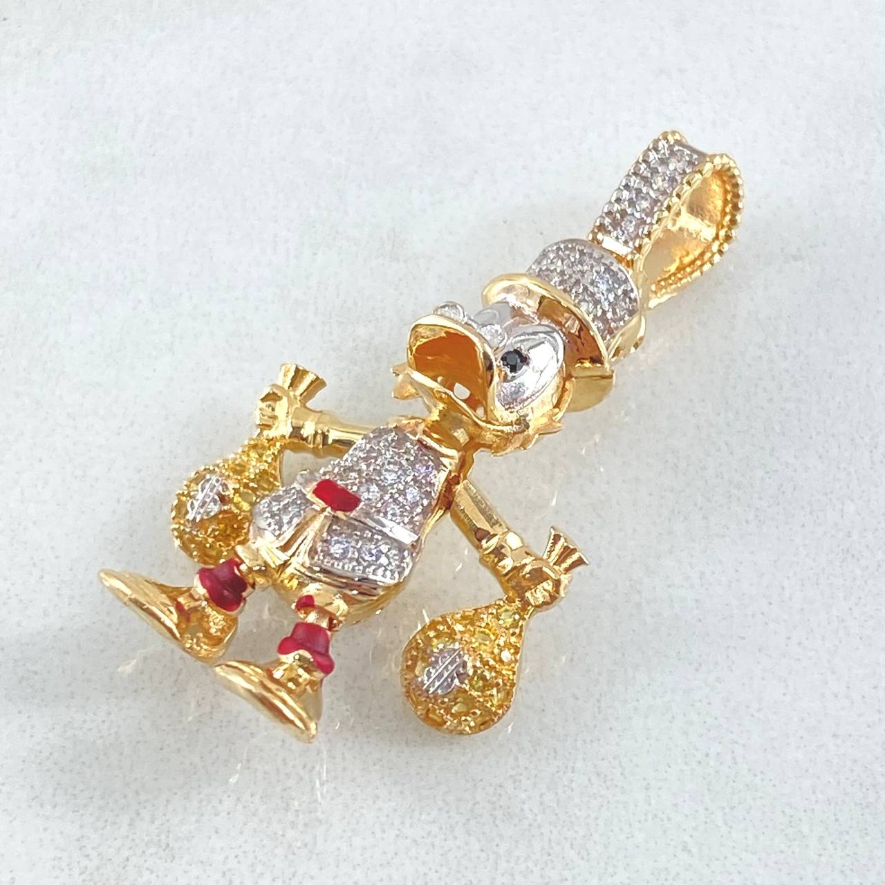Pendant Duck Money Bags 6gr / 1.4in / 18K Gold Yellow White ©