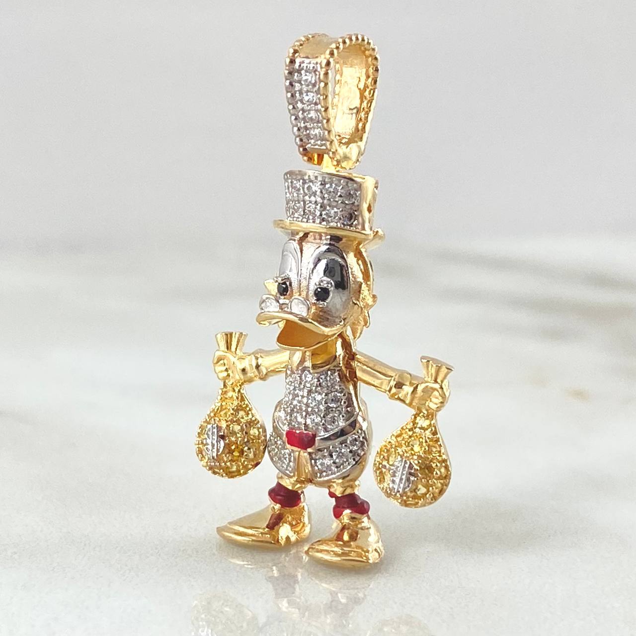 Pendant Duck Money Bags 6gr / 1.4in / 18K Gold Yellow White ©
