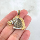 Dije Caballo 7.4gr / 3.7cm / Dos Oros Amarillo Blanco 18K *