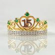 Heart Crown Ring Quinces 3.2gr / Size 7 1/4 / Two Tone Yellow White 18K
