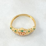 Heart Crown Ring Quinces 3.2gr / Size 7 1/4 / Two Tone Yellow White 18K