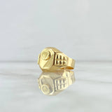 Anillo Sello Corona Rayada 3.9gr / T8 1/4 / Oro Amarillo 18K *