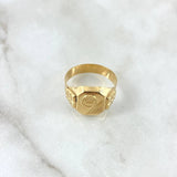 Anillo Sello Corona Rayada 4.15gr / T11 / Oro Amarillo 18K ©