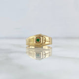 Anillo  Sello Cristo Punta Rayada  2.5gr / T7 3/4 / Circon Verde Oro Amarillo 18K *