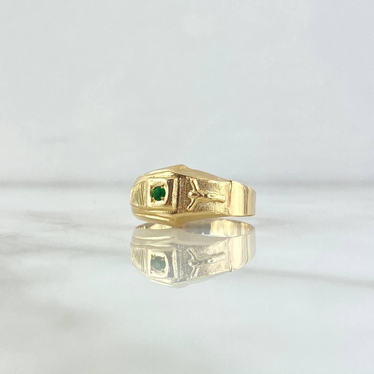 Anillo Cristo Punta Rayada 2.25gr / T6 1/4 / Oro Amarillo 18K