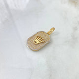 Pendant Crown Plate RX 5.7gr / 3.5cm / White Zircons 18K Yellow Gold ©