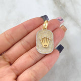 Pendant Crown Plate RX 5.7gr / 3.5cm / White Zircons 18K Yellow Gold ©