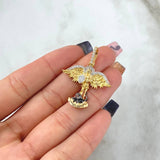 Pendant Saint Michael the Archangel 4.8g / 3.2cm / White and Black Zirconia Yellow Gold 18K ©