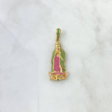 Dije Virgen de Guadalupe 7.3gr / 4.5cm / Circones Blancos Verdes Fucsia Oro Amarillo 18K ©