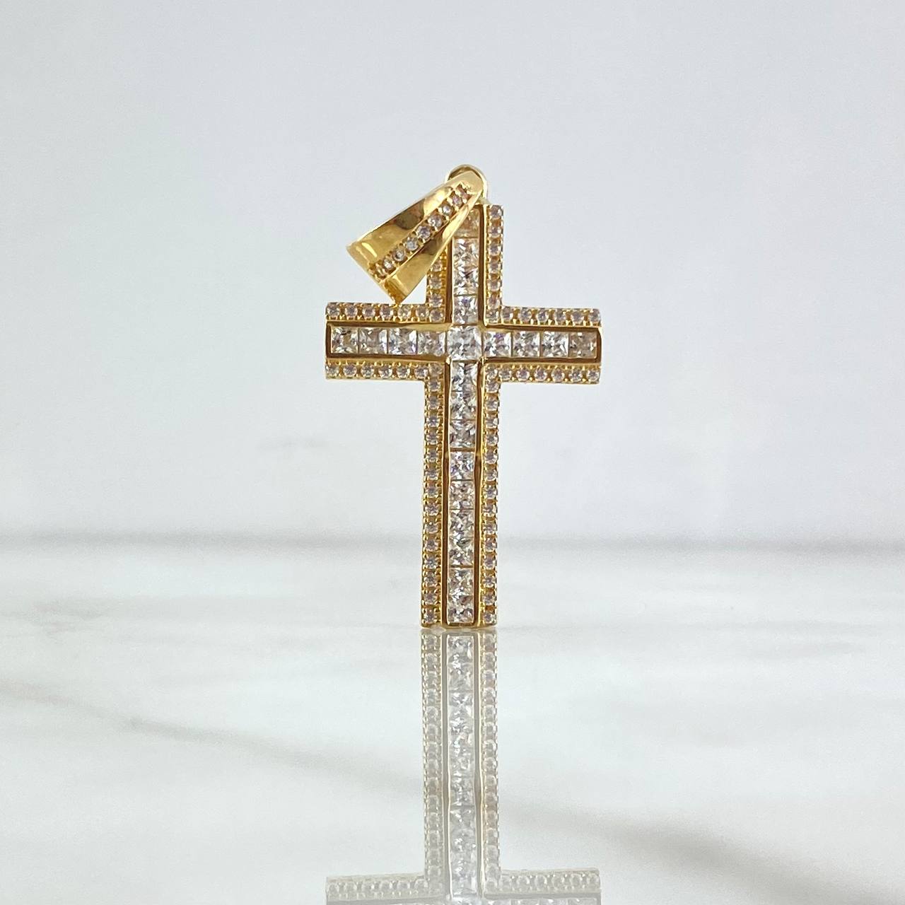 Dije Cruz Parcial 4.55gr / 4.3cm / Circones Blancos Oro Amarillo 18K ©