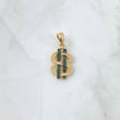 Dije Signo Dólar 3.7gr / 3.1cm / Circones Blancos Verdes Y Negros Oro Amarillo 18K ©