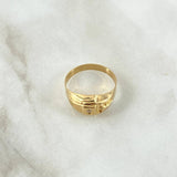 Christ Signet Ring Striped Tip 2.45gr / Size 8 3/4 / White Zircon 18K Yellow Gold ©