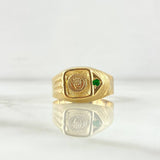 Anillo Corona Sello RX  3.2gr / T7 1/2 / Circon Verde Oro Amarillo 18K ©