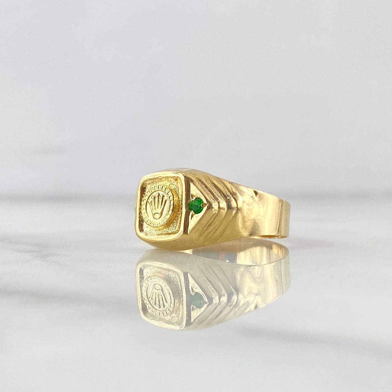 Ring Crown Seal RX 3.05gr / T9 1/4 / Green Zircon Yellow Gold 18K *