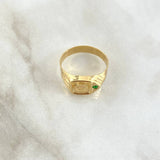 Anillo Corona Sello RX  3.2gr / T7 1/2 / Circon Verde Oro Amarillo 18K ©
