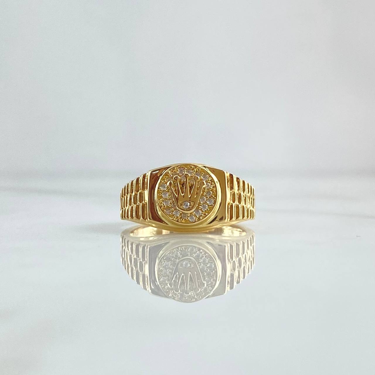 Ring Strap Crown 5.95gr / T8 1/4 / White Zircons 18K Yellow Gold