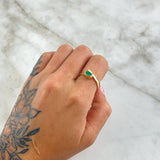 Ring Solitaire Thin Band 2.5gr / Size 6 1/2 / Emeralds 32Pts 18K Yellow Gold ©