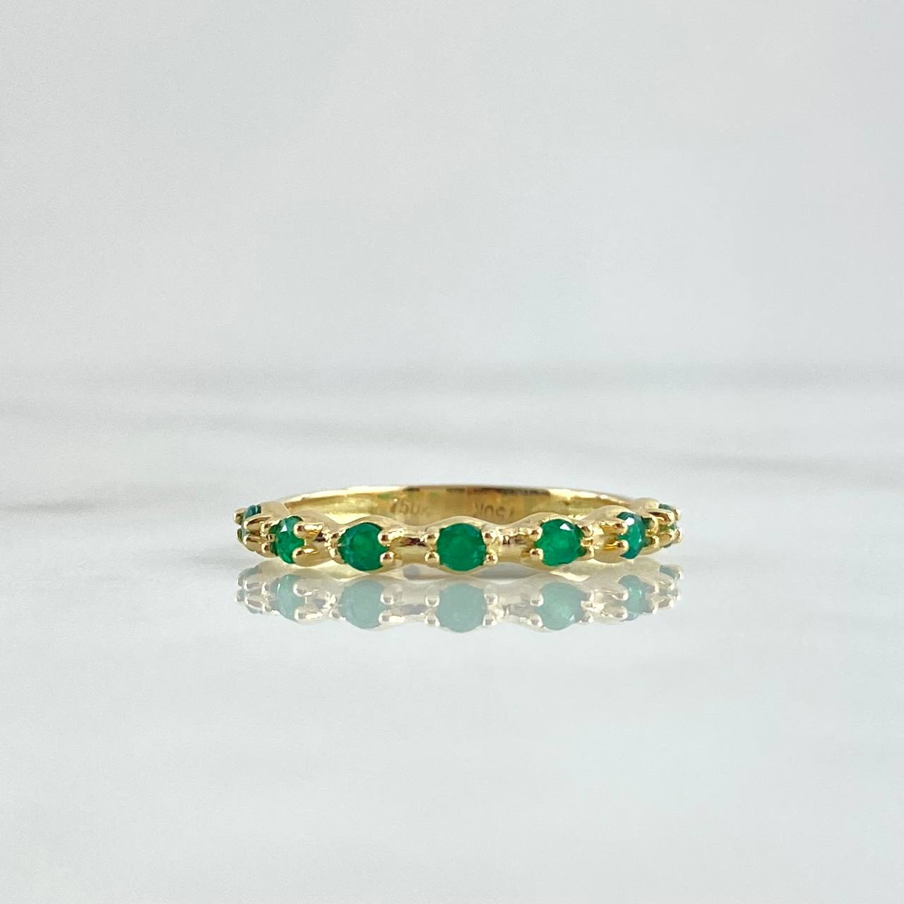 Half Hoop Ring 2.1gr / Size 8 / Emeralds 30Pts 18K Yellow Gold ©
