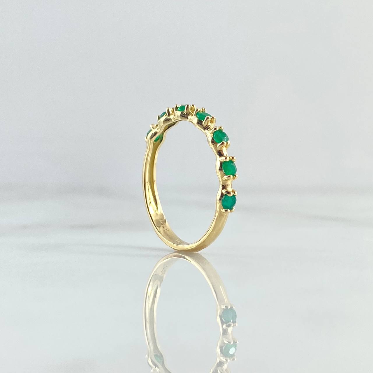 Half Hoop Ring 2.1gr / Size 8 / Emeralds 30Pts 18K Yellow Gold ©